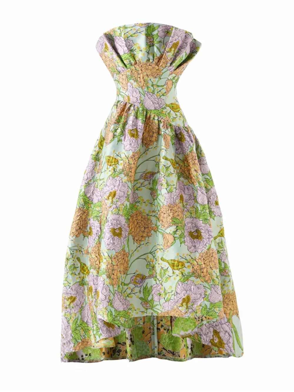 Colorful Jacquard Embossed Strapless Maxi